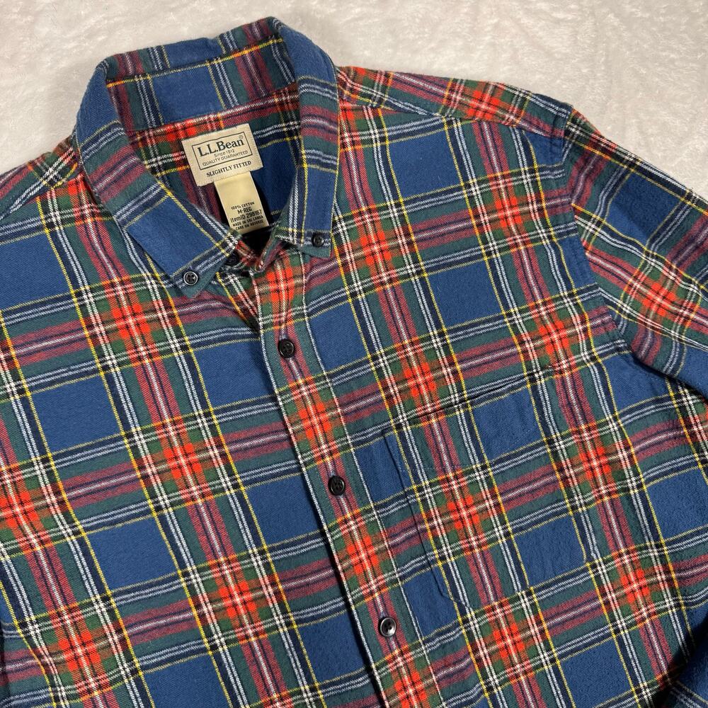 L.L Bean Scotch Plaid Flannel Shirt Slightly Fitted Tartan Pattern Men's M-R